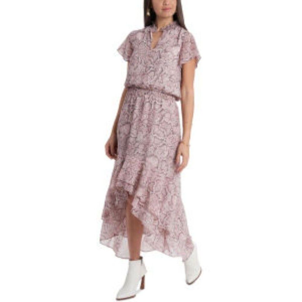 1.State Womens Snake Print Hi-Low Daytime Maxi Dress L